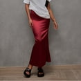 thumbnail image 2 of Ahuyic Womens Casual Dress,Womens Plus Size Dress,Womens Solid Color Satin Fishtail Elegant And Comfortable Summer Skirt,Wine,M, 2 of 5