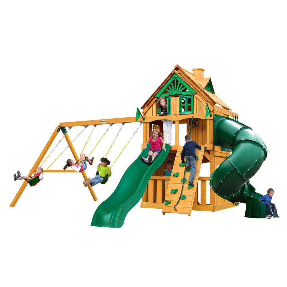 Gorilla Playsets Mountaineer Clubhouse Treehouse Wooden Swing Set with