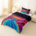 thumbnail image 2 of Castle Fairy Psychedelic Line Art Cosmic River Twin Comforter Sets 2pcs,Layered Swirl Cloud Space Print Bedding Set,Purple Orange,Black Reversible,1 Comforter and 1 Pillowcase, 2 of 6