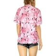 thumbnail image 2 of LA LEELA Women's Casual Beach Blouse Shirt Luau Party Blouses Short Sleeve Button Up Dress Tops Tee Shirts Hawaiian T Shirt for Women S Flamingo, Autumn Pink, 2 of 4