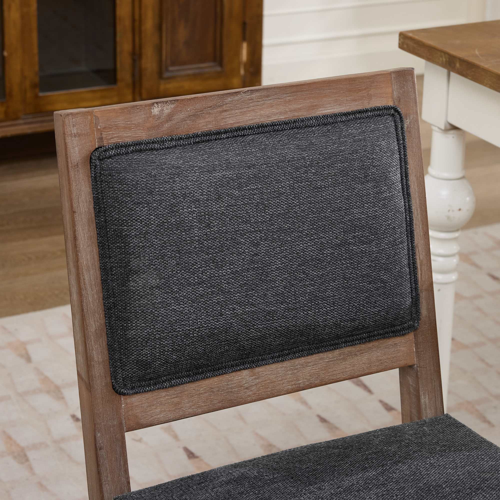 Leumius Set of 2 Farmhouse Fabric Upholstered Dining Chairs, Cushioned Fabric Seat Solid Hardwood Frame Chairs for Kitchen, Dining Room & Breakfast Nook,Gray