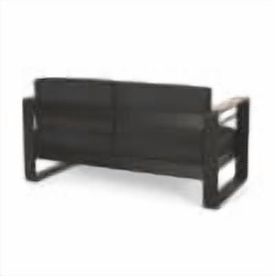 Outdoor Double Seat Sofa, Aluminum Frame Leisure Couch for Patio Garden, Black