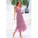 thumbnail image 5 of Vestido PRETTYGARDEN Midi de Tul Morado Sin Mangas con Fruncido Talle L, 5 of 7