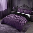 thumbnail image 3 of meiyoeat Vintage Damask Print Duvet Cover Queen For Adults,Gothic Bat Queen Bedding For Men Women, Purple Black,Black Reversible,3-Piece(No Comforter), 3 of 6
