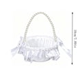 thumbnail image 3 of Satin Wedding Flower Girl Basket, Extra Tall | Elegant Pearl Handle with Bow Decoration, Ivory Color, Perfect for Wedding Ceremony, Proposals, Bridal Showers, 3 of 7