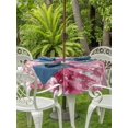 thumbnail image 2 of Outdoor Tablecloth with Umbrella Hole and Zipper, Grey Pink Christmas Round Table Cloth 60 Inch Waterproof Tablecloth, Xmas Tree Snowflake Winter Picnic Table Cover for Patio Camping, 2 of 7