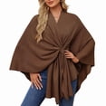 thumbnail image 3 of Women'S Elegant Shawl Wraps Soft Open Front Poncho Sweater for Spring Fall Winter Coffee One Size, 3 of 6