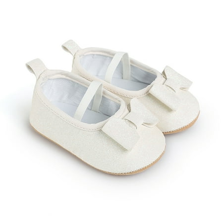 

Loliuicca Baby Girl Mary Jean Flats Sparkly Bow Walking Shoes for Spring Fall
