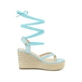 thumbnail image 3 of BLISSFUL STEP Women's Sandals Strappy Platform Slingback Flip Flops Wedge Sandals Light Blue 7, 3 of 6
