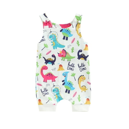 

ZIYIXIN Newborn Baby Girls Boys Summer Romper Clothing Cartoon Dinosaur Printed Sleeveless Jumpsuits Pink Green 6-12 Months