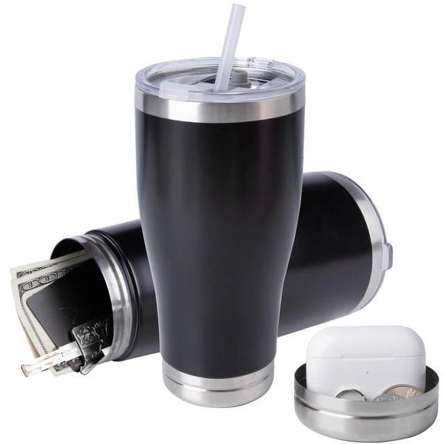 Botella de agua BarGifts Hidden Safe de acero inoxidable de 600 ml, color negro