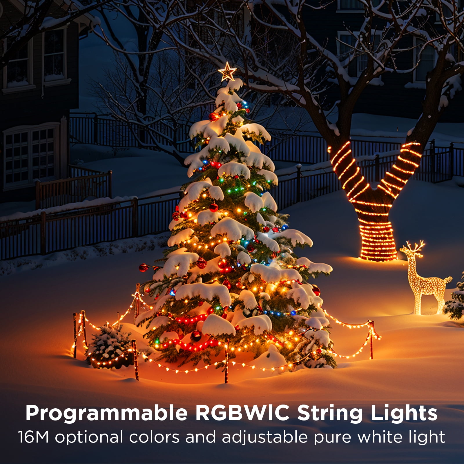 Govee Christmas String Lights 2S, 65.6FT 200LEDs Christmas Lights for Holiday Decor, Smart Indoor Outdoor String Lights with 130+ Scene Modes