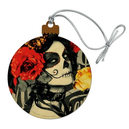 Dia de los Muertos Day of the Dead Woman Tattoo Wood Christmas Tree Holiday