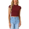 thumbnail image 1 of INSPIRAR CHIC Camisetas Básicas de Cuello Redondo para Mujeres con Mangas Cortas Sólidas Rojas XL, 1 of 6