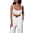 thumbnail image 3 of Conjuntos Casuales de Dos Piezas para Mujer, Camiseta Sin Mangas con Cuello en V y Cintura Elástica, Chándal de Verano con Bolsillo. XL, 3 of 8