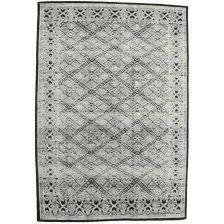 Ivory & Black Geometric 6X9 Modern Oriental Rug