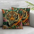thumbnail image 3 of Tiger Print Pillow Case Pink Green and Turquoise Black Colorful Stripe Throw Cover Chinoiserie Animal Cushion  Rustic Decorative Pillowcase Home Decor, 3 of 5