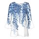 thumbnail image 4 of ICHUANYI Clearance Women's Casual Trumpet 3/4 Sleeve Printed Buttoned Basic Ruched Corset Tunic Tops Pleated T-shirts Blouses(Light Blue, M) ICHUANYI WER2023081009972, 4 of 5