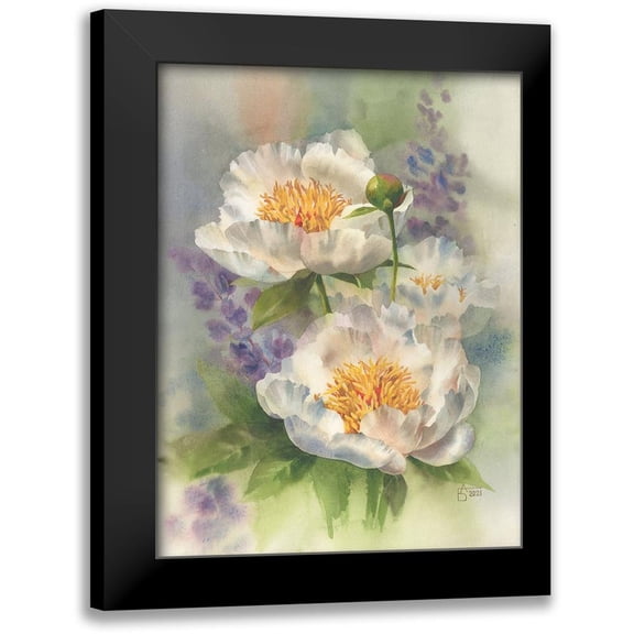 Besedina, Anastasiia 12x14 Black Modern Framed Museum Art Print Titled - White Peonies