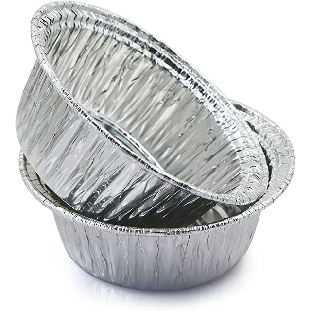 Bandejas redondas de aluminio para asar Bandeja de aluminio para hornear - 50 piezas Bandejas desechables de aluminio, Bandejas para pasteles, para hornear, Recipientes peque?os