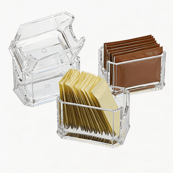 4-Pack Acrylic Sugar Packet Holder, Tea Bag Organizer, Condiment Dispenser for Restaurants, Transparent