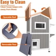 thumbnail image 4 of Petsblublu Insulated Outdoor Cat House 2 Story Weatherproof Elevated Outside Cat Shelter, Gray, 4 of 8