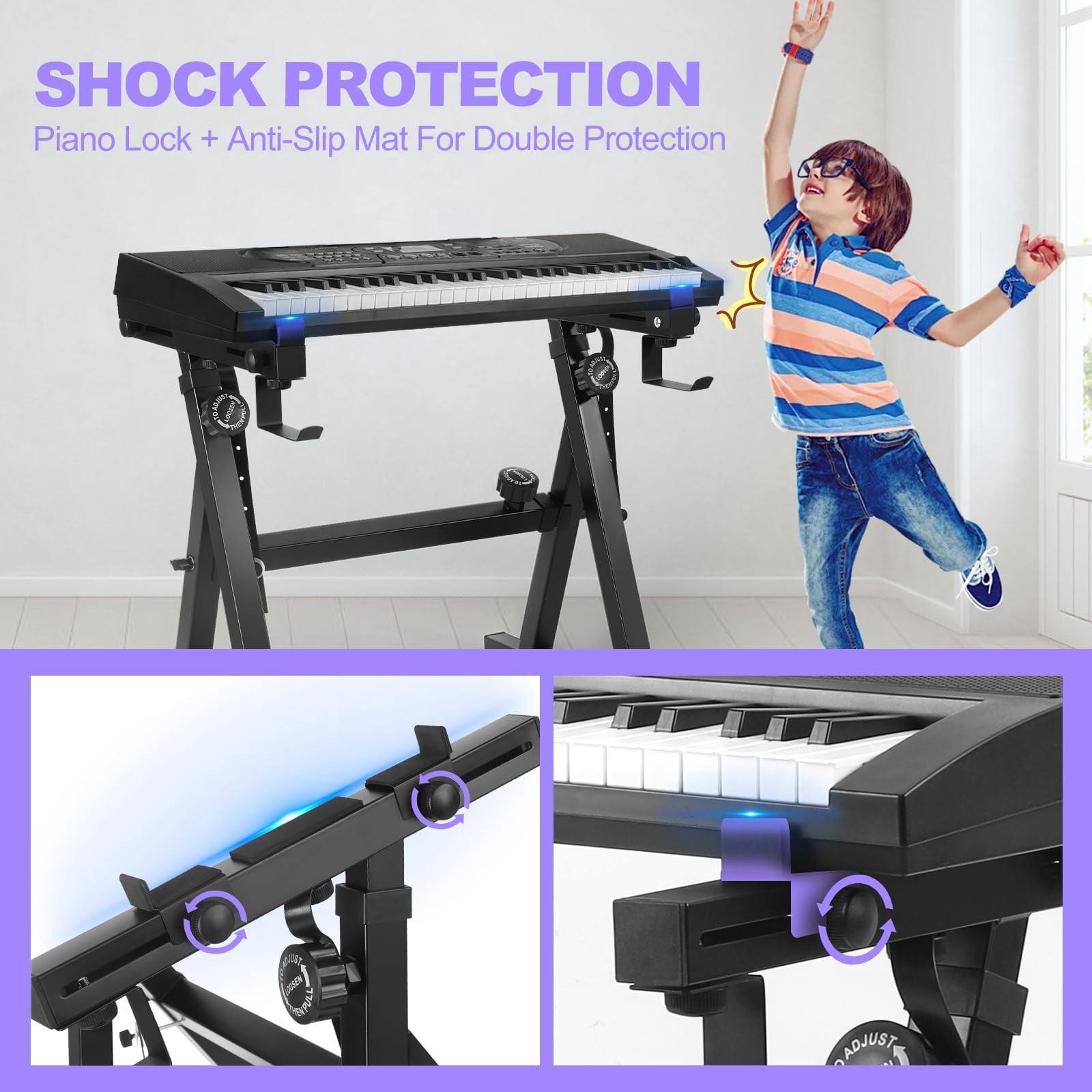 Keyboard Stand Piano Duty Z Style Adjustable Holder Fits 54  61 And 88 Keys Electric Keyboards Digital Pianos