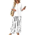 thumbnail image 2 of Womens 2 Piece Sets Summer Spring Travel Vacation Outfits Casual V-Neck Lounge Tops Wide Leg Pants Matching Set, 2 of 7