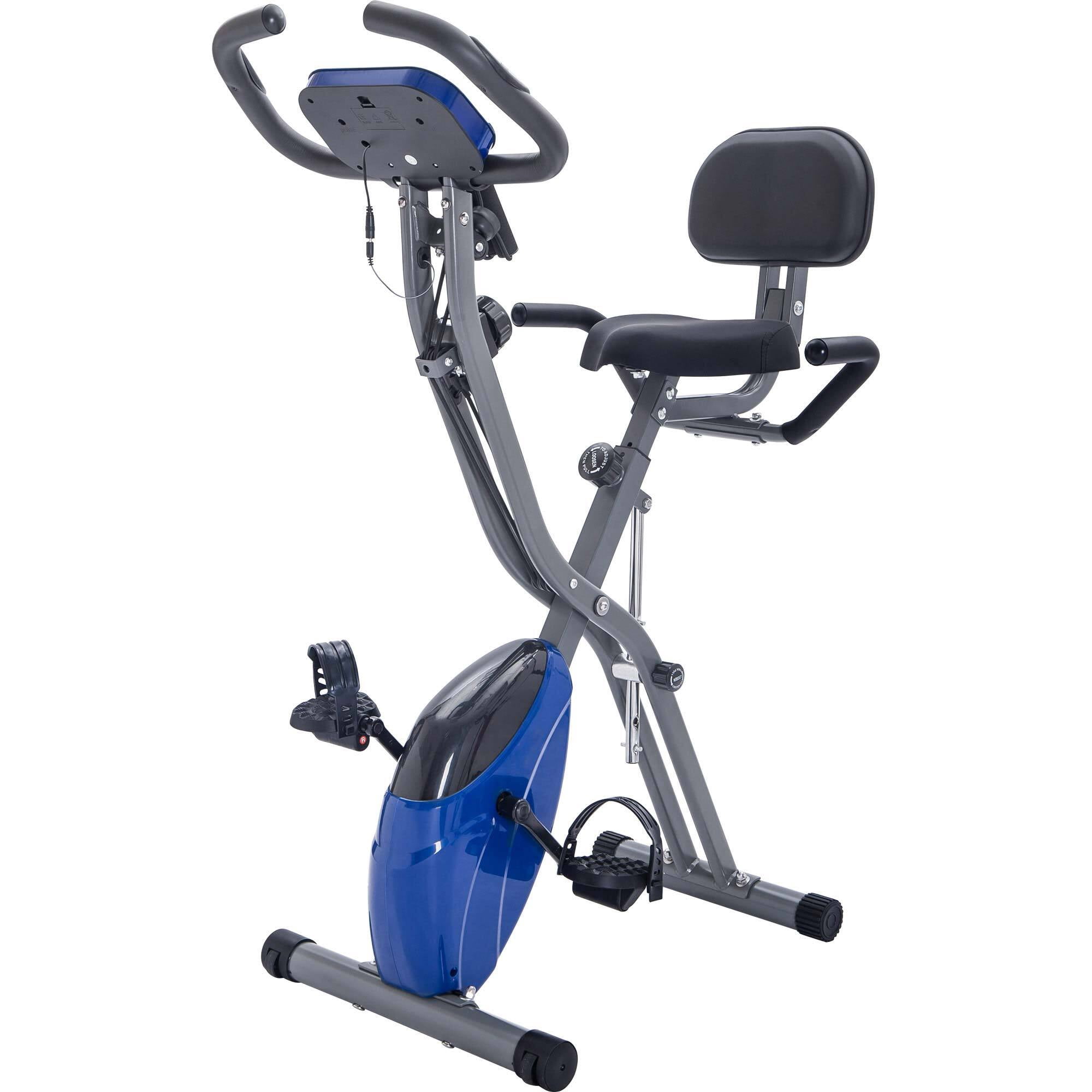 Euroco 350LBS Folding Exercise Bike, Upright & Recumbent Indoor Cycling Bicycle for Home,X-Bike Gym Workout,Blue