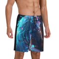 thumbnail image 2 of Kdxio Crystal Pattern White Horse Print Mens Sleep Shorts Bottoms Soft Comfy Pajama Wear Pants with Drawstring Pockets, 2 of 5