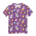 thumbnail image 5 of Staki Easter Outfit Toddler Girl Girls Easter Shirts Bunny Tshirt Short Sleeve Cotton Tee Funny Rabbit Graphic Tshirts 1-9Y 10-13Y(Purple,4-5 Years), 5 of 6
