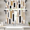 thumbnail image 1 of Brown Beige Kitchen Curtains Geometric Black Window Curtains Valance and Tier Set 36 Inch, Modern Rectangle Rod Pocket Short Tier Curtain, Abstract Vintage Small Curtains for Kitchen Decor, 1 of 1