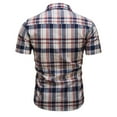 thumbnail image 3 of LYXSSBYX Mens Dress Shirts Short Sleeve Plaid Shirt Pocket Single-breasted Turndown Short Sleeve Blouse, 3 of 8