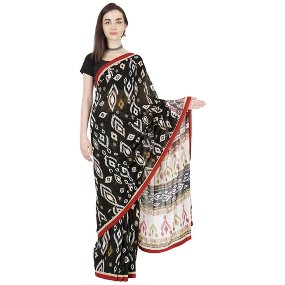 Atasi Printed Poly Georgette Saree For Womens Traditional Indian Wear Saree With Stitched Blouse