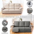 thumbnail image 5 of Waterproof Recliner Couch Covers, Non Slip Sofa Cover Recliner Cover for 3 Cushion Couch, Washable Large Recliner Couch Cover with Elastic Straps for Kids, Pets (3 Seater, Light Gray), 5 of 6
