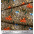 thumbnail image 3 of Soimoi Japan Crepe Satin Fabric Turtle,Fish & Octopus Ocean Print Fabric by The Yard 42 Inch Wide, 3 of 3