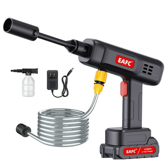 EAFC Cordless Pressure Washer, Portable High Power Washer Machine with 4.0Ah Rechargeable Battery, Pressure Washer for Car/Floor/Garden Cleaning & Watering (Redblack)