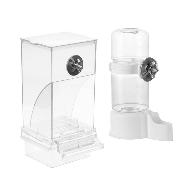 Comedero/bebedero para pájaros con dispensador de comida integrado. Incluye bebedero, comedero y recipiente para observar aves. Ideal para periquitos,