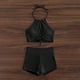 thumbnail image 5 of Trajes de baño Amzcrzy Tankini para mujer, trajes de baño, trajes de baño, bikini con control de abdomen, bikini de moda cómodo, traje de baño de color liso para mujer, bikinis negros, S, 5 of 7