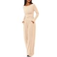 thumbnail image 3 of Conjuntos de Dos Piezas para Mujer: Camiseta Asimétrica de Larga, Pantalones Anchos y Chándal Informal. Crema XS, 3 of 8