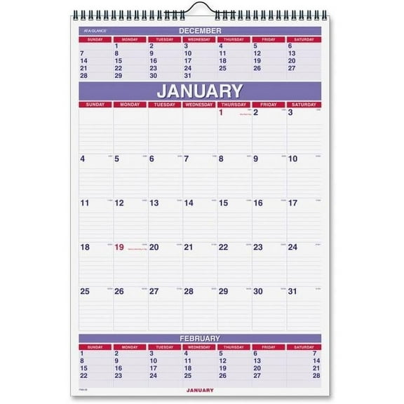 At A Glance  16 x 23 in. 3-Month Wall Calendar
