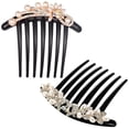 thumbnail image 1 of Miangastore Bride Hair Comb Assorted Color Faux Pearls Rhinestones 2Pack 4X3.2In, 1 of 9