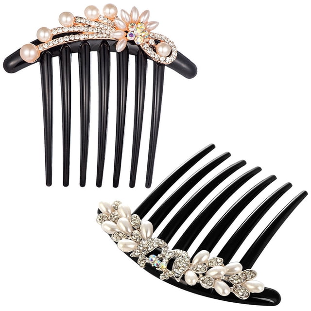 MasteelfCA 2 Pcs Peigne de Mariée Perles de Mariage Peigne de Cheveux Accessoire de Cheveux en Strass