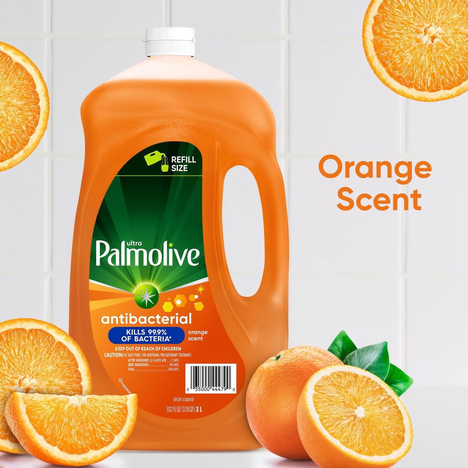 Ultra Palmolive Antibacterial Dishwashing Liquid Dish Soap Refill 102 Fl. Oz. Kills 99.9% of Bacteria, bundled with Heavy Duty Scotch Brite Sponge