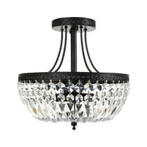 The Lighting Store Jessica Crystal Basket 3-light Antique Black Flush Mount Chandelier