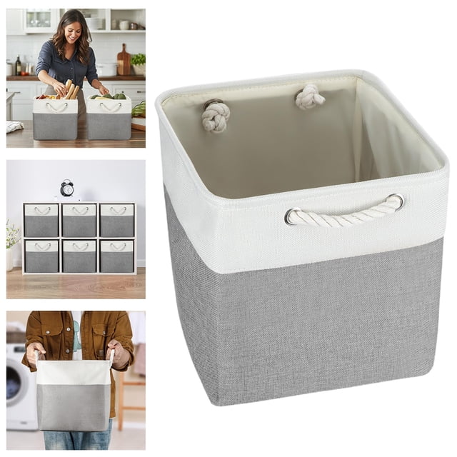 HUASHENG Foldable Storage Box Shelf Baskets With Handles Fabric Storage Baskets For Shelves Wardrobes And Closets And Lightweight Home Organizer
