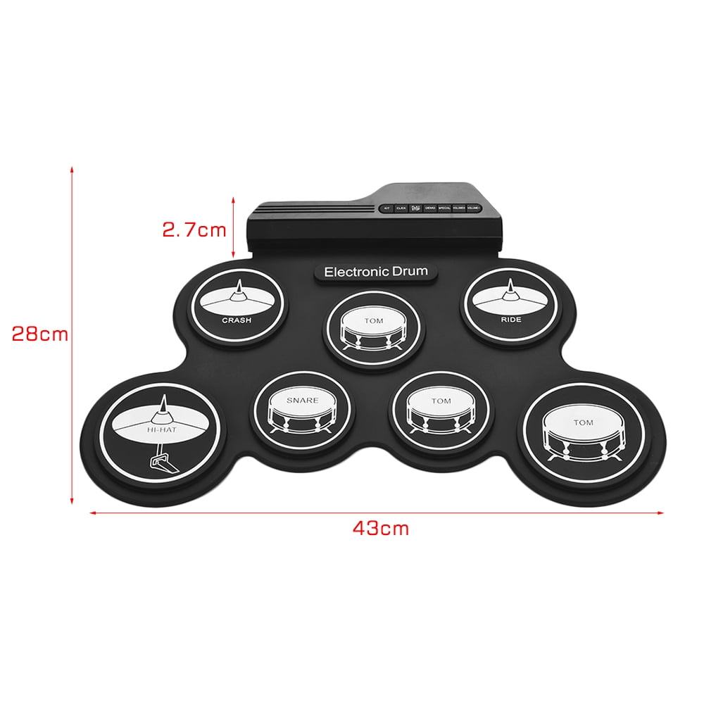 Aibecy Compact Size USB Roll-Up Silicon Drum Set Digital Electronic Kit 7 Pads with Drumsticks Foot Pedals for Beginners