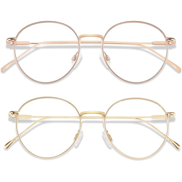 Gafas de bloqueo de luz azul para hombres y mujeres, cara pequeña, ordenador, bloqueador de luz azul transparente, marco de Metal súper ligero redondo