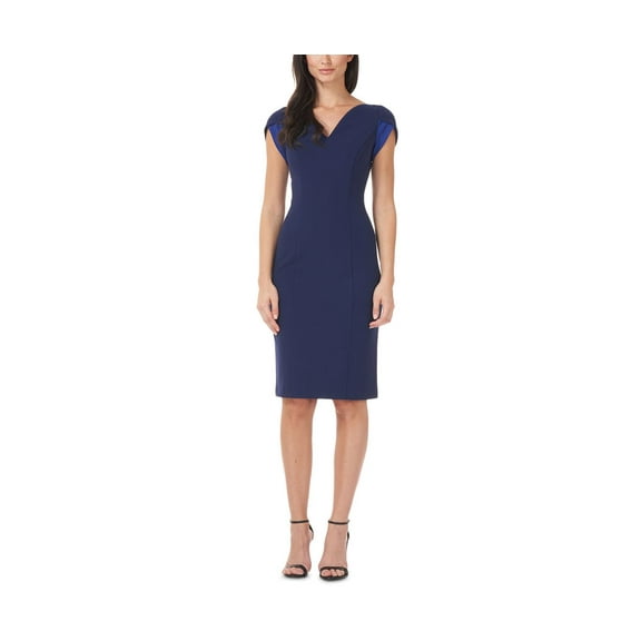 Js Collections Women’s Tulip-Sleeve V-Neck Dress, Navy, 12