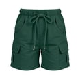 thumbnail image 7 of Grblisyd Girls Bermuda Cargo Shorts Baggy Solid Color Hiking Shorts Summer Casual Elastic High Waist Drawstring Pants with Pockets, 7 of 7